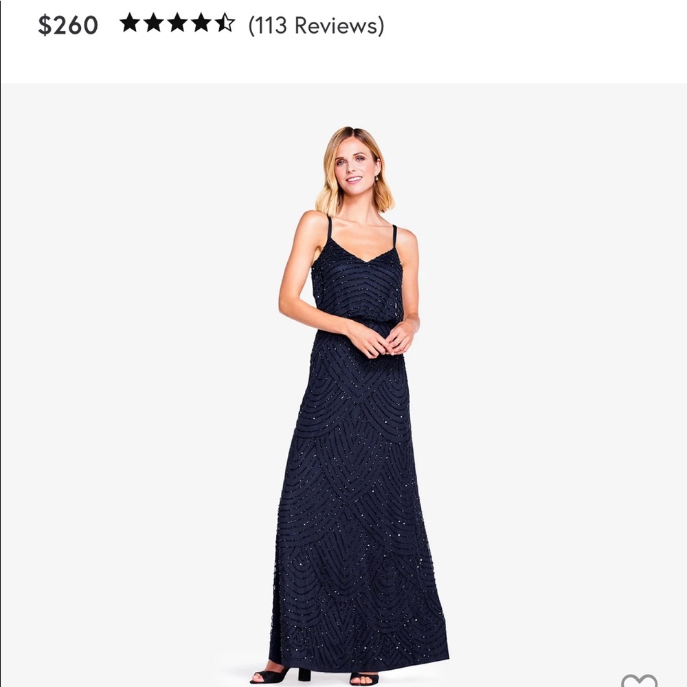 NEW w/o tags. Navy blue beaded gown. US size 2. - Picture 4 of 8
